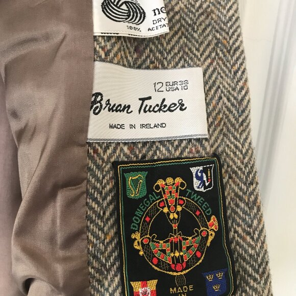 Bran Tucker Size 10 Donegal Tweed Herringbone Blazer – 100% Wool, Made in Irelan - Picture 2 of 3